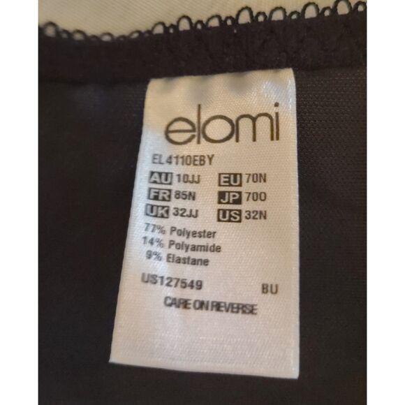 NWT Elomi  Morgan Size 32N  Underwired Plus Size Lingerie Lace Stretch Ebony - Picture 4 of 6